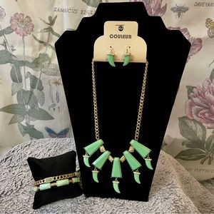 🆕NWT, 9.5” 4pc Turquoise/Goldtone jewelry set.